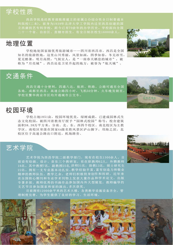 西昌學(xué)院2014年省外藝術(shù)類專業(yè)招生簡章