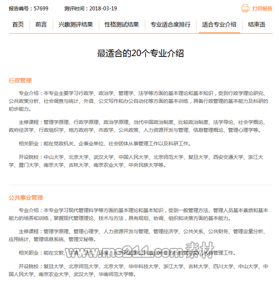 新浪高考志愿通最適合就讀專業(yè)測試